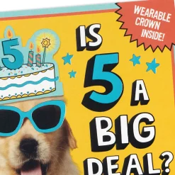 Enjoy the Royal Treatment 5th Birthday Card With Crown and Stickers