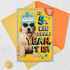 Enjoy the Royal Treatment 5th Birthday Card With Crown and Stickers
