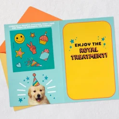 Enjoy the Royal Treatment 5th Birthday Card With Crown and Stickers