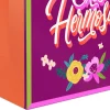 9.6" Eres Hermosa Flowers on Dark Purple Medium Gift Bag