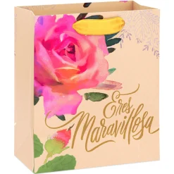 6.5" Eres Maravillosa With Watercolor Rose Small Gift Bag