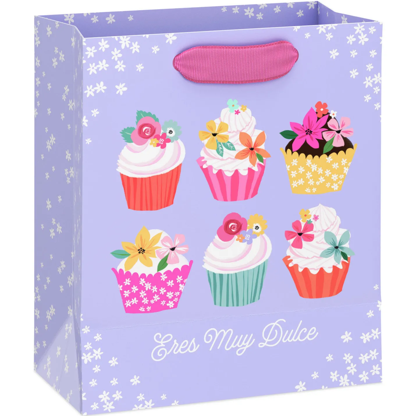 6.5" Eres Muy Dulce Cupcakes on Lavender Small Gift Bag