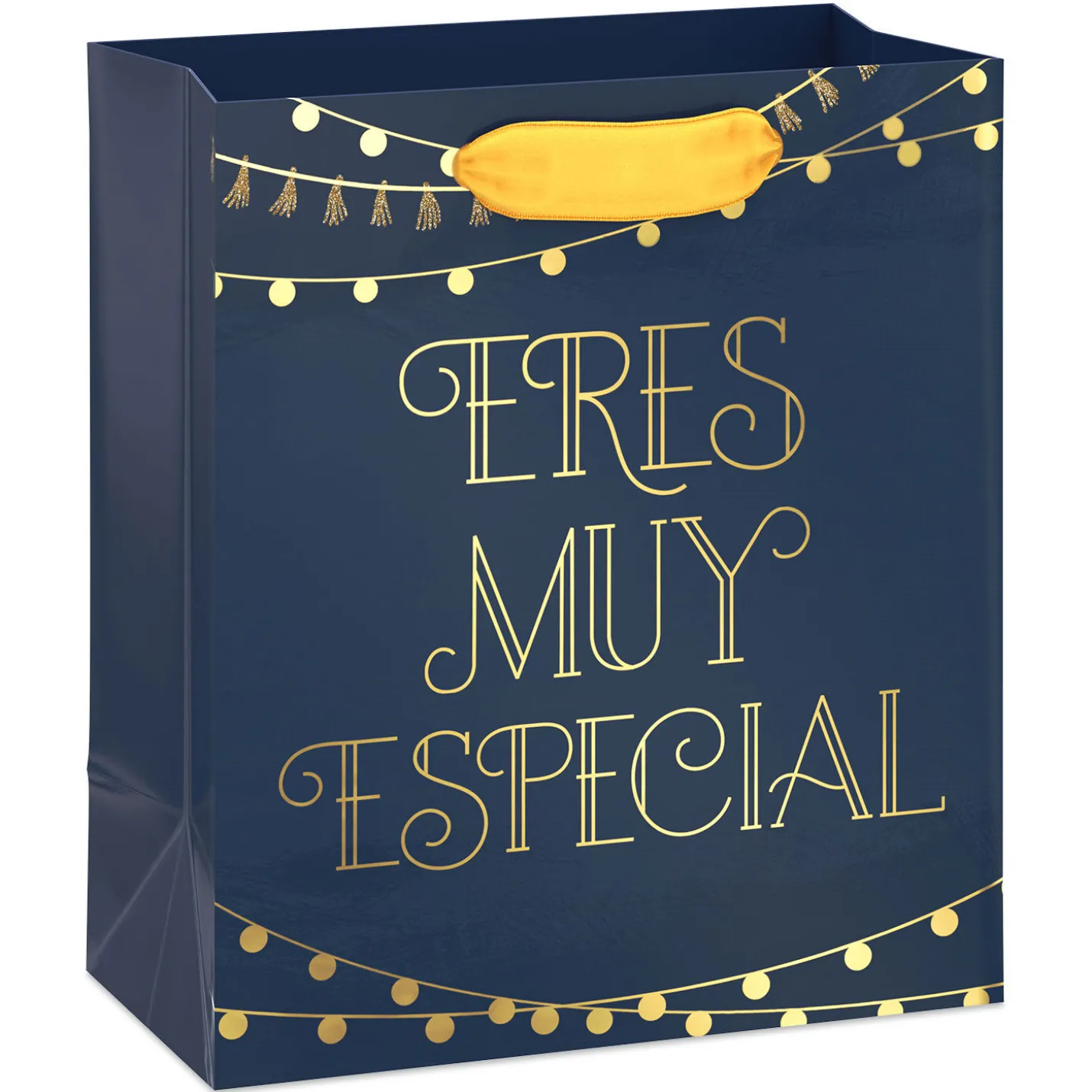 6.5" Eres Muy Especial Gold on Navy Small Gift Bag