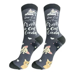E&S Pets One Cat Away Novelty Crew Socks