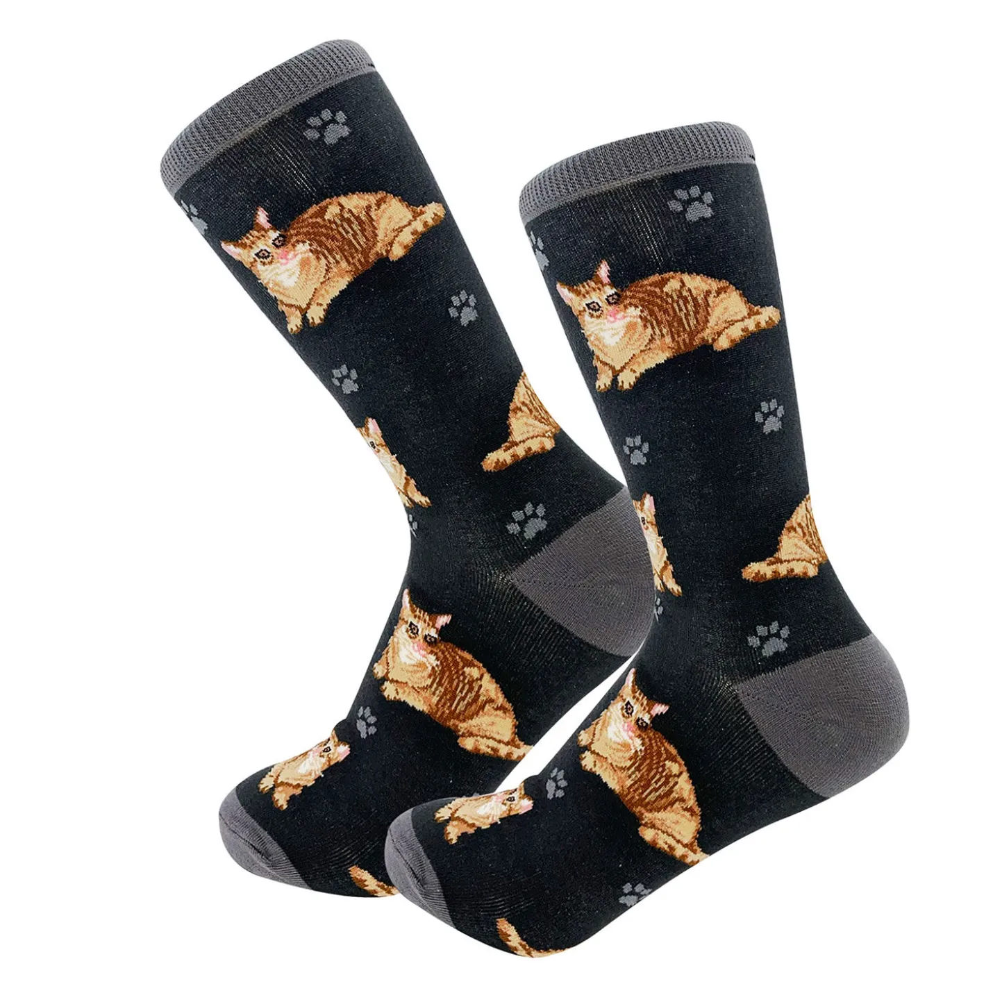 E&S Pets Orange Tabby Cat Novelty Crew Socks