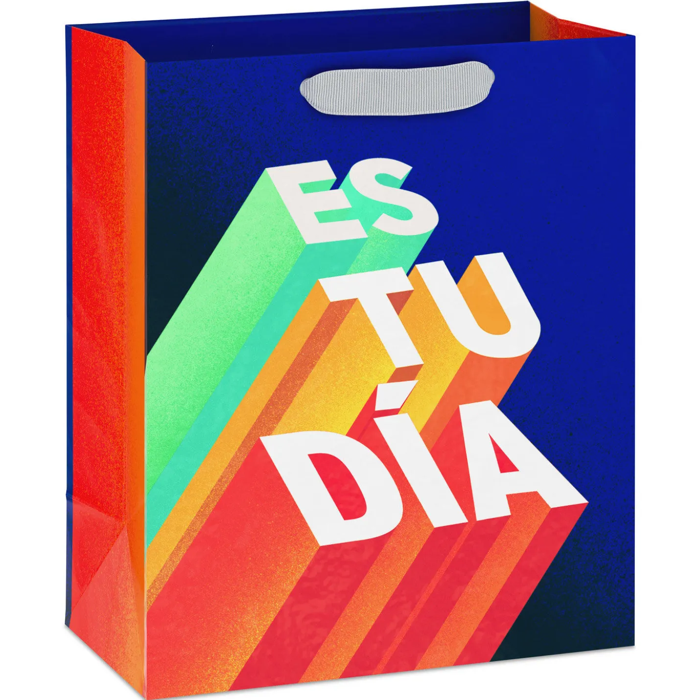 9.6" Es Tu Día Shadow Lettering on Blue Medium Gift Bag