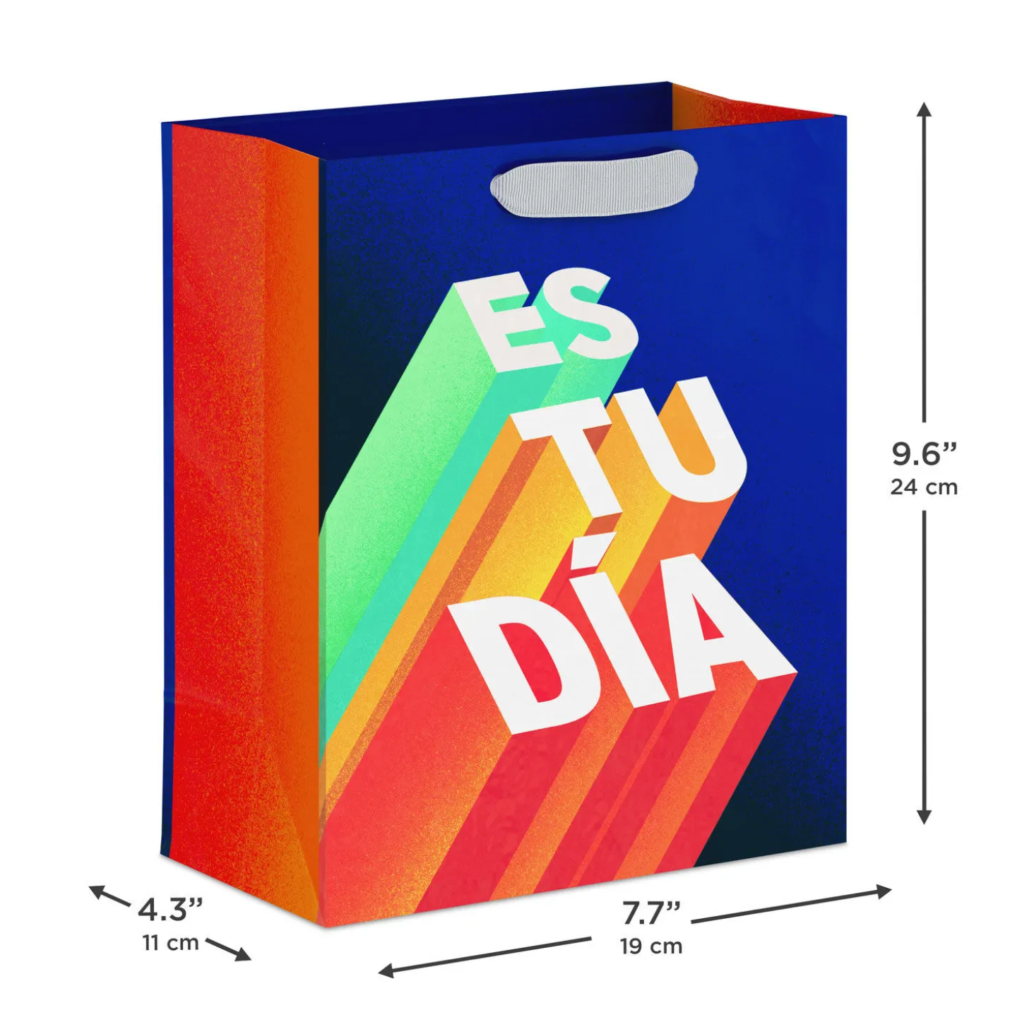 9.6" Es Tu Día Shadow Lettering on Blue Medium Gift Bag