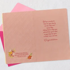 Faith, Hope and Love Religious Christening Card for Baby Girl