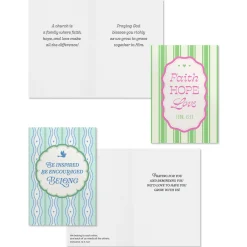 Faith Hope Love Assorted Religious Church Occasions Cards, Box of 12