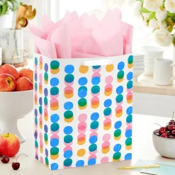 13" Falling Rows of Dots Large Gift Bag With Tissue Paper