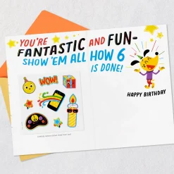 Fantastic and Fun 6th Birthday Card With Stickers