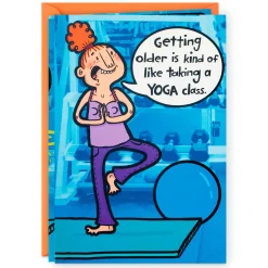 Farting in Yoga Class Funny Pop-Up Birthday Card for Her