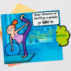Farting in Yoga Class Funny Pop-Up Birthday Card for Her
