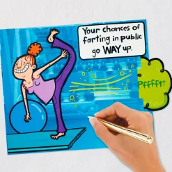 Farting in Yoga Class Funny Pop-Up Birthday Card for Her