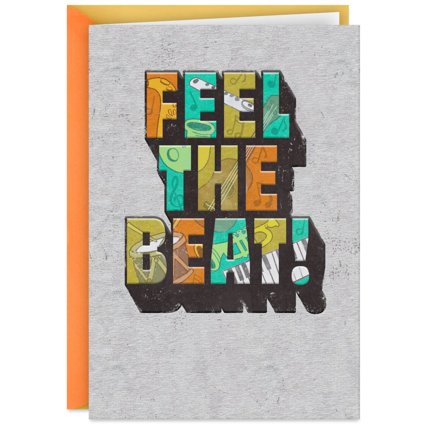Feel the Beat Musical Icons Lettering Birthday Card for Kids