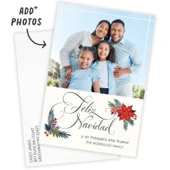 Feliz Navidad Poinsettia Spanish-Language Flat Christmas Photo Card