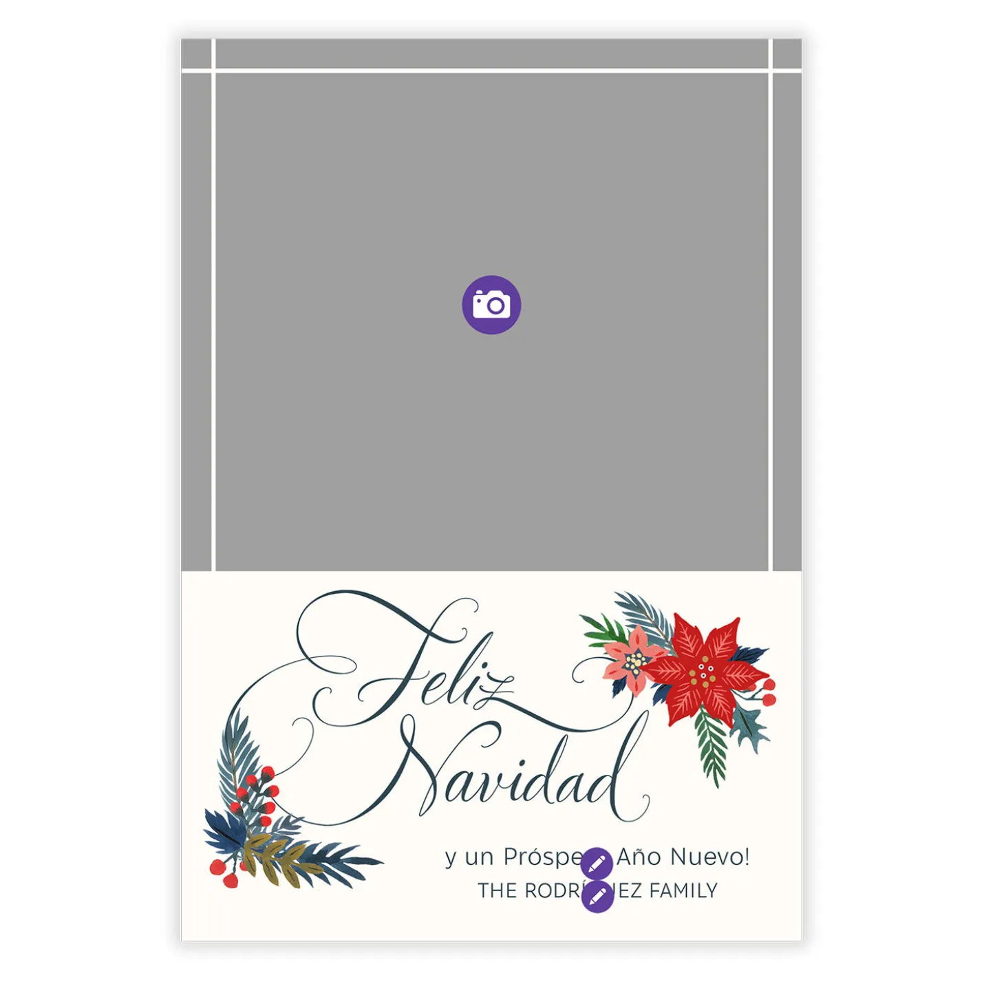 Feliz Navidad Poinsettia Spanish-Language Flat Christmas Photo Card