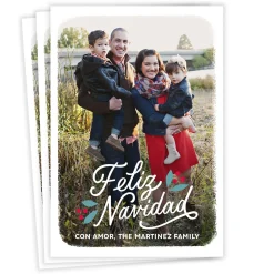 Feliz Navidad White Frame Flat Christmas Photo Card