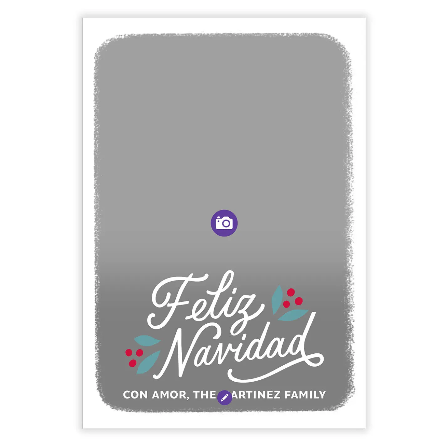 Feliz Navidad White Frame Flat Christmas Photo Card