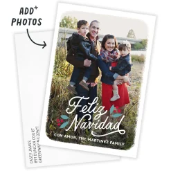 Feliz Navidad White Frame Flat Christmas Photo Card