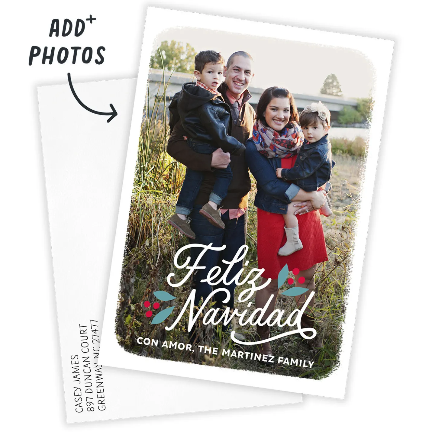 Feliz Navidad White Frame Flat Christmas Photo Card