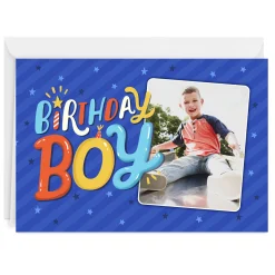 Festive Blue Custom Birthday Card for Boy