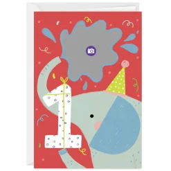 Festive Elephant Custom First Birthday Card
