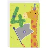 Festive Giraffe Custom 4th Birthday Card