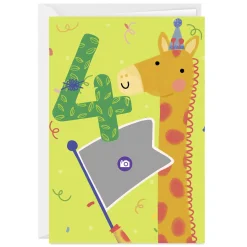 Festive Giraffe Custom 4th Birthday Card