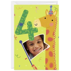 Festive Giraffe Custom 4th Birthday Card