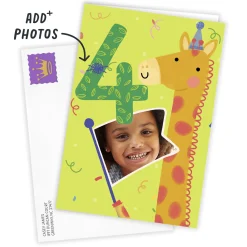 Festive Giraffe Custom 4th Birthday Card