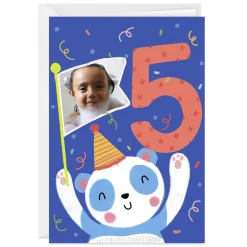 Festive Panda Custom 5th Birthday Card