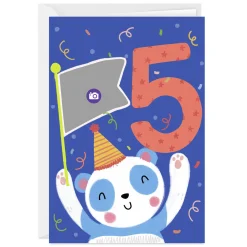 Festive Panda Custom 5th Birthday Card