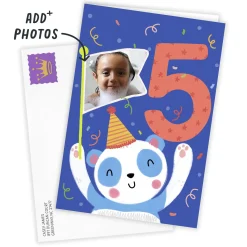 Festive Panda Custom 5th Birthday Card