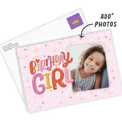 Festive Pink Custom Birthday Card for Girl
