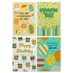 Festive Assorted Religious Birthday Cards, Box of 12