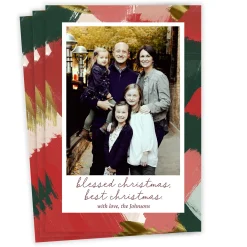 Festive Brushstrokes Flat Christmas Photo Card