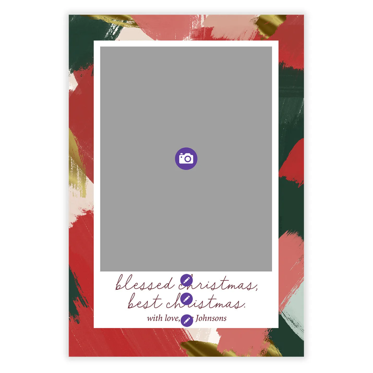 Festive Brushstrokes Flat Christmas Photo Card