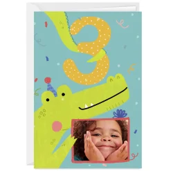 Festive Crocodile Custom 3rd Birthday Card