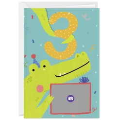 Festive Crocodile Custom 3rd Birthday Card