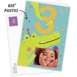 Festive Crocodile Custom 3rd Birthday Card