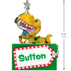 Festive Dinosaur Personalized Ornament, Custom Text
