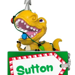 Festive Dinosaur Personalized Ornament, Custom Text
