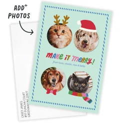 Festive Faces Flat Christmas Photo Card