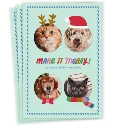 Festive Faces Flat Christmas Photo Card