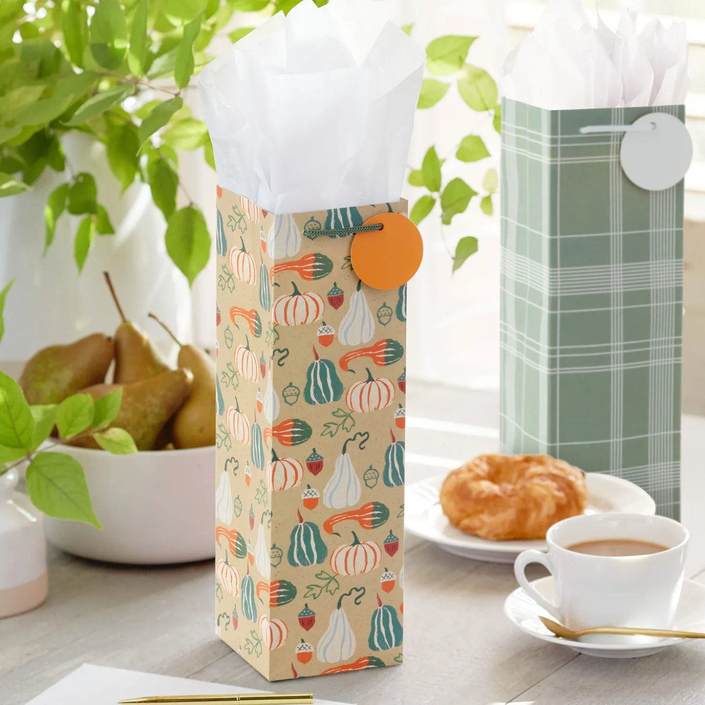 13" Festive Fall 4-Pack Wine Gift Bags Assortment