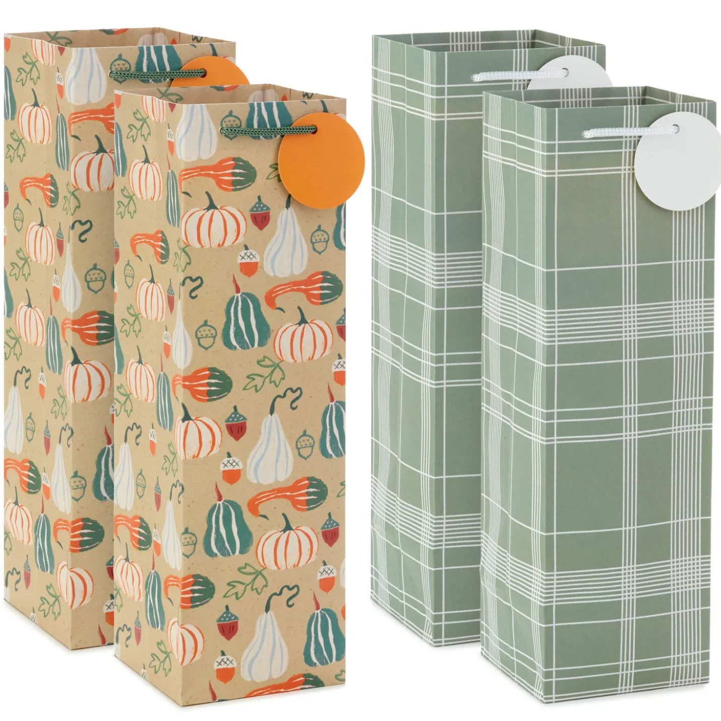 13" Festive Fall 4-Pack Wine Gift Bags Assortment