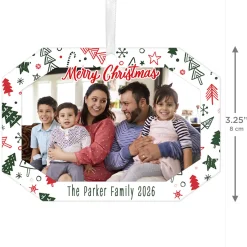 Festive Fun Metal Personalized Ornament, Custom Photo and Text