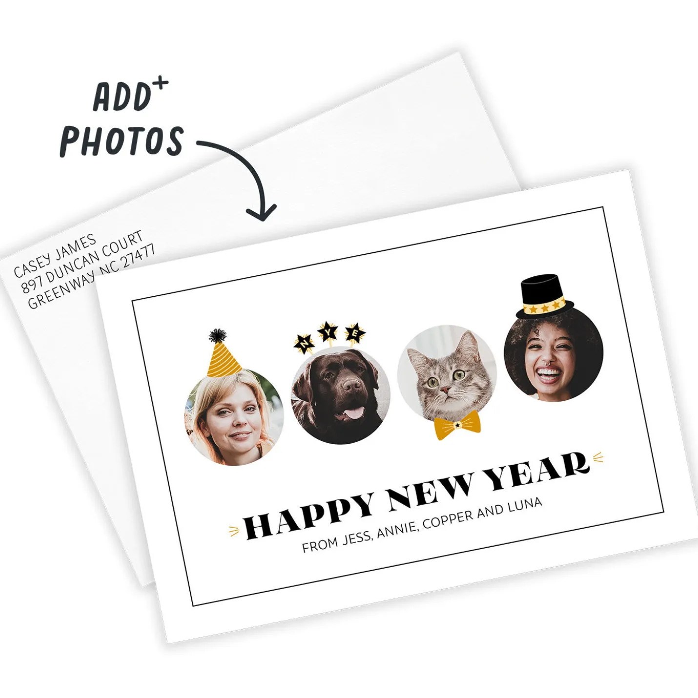 Festive Photo Props Flat New Year Photo Card