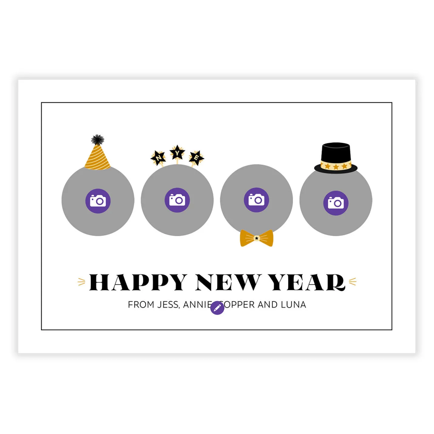 Festive Photo Props Flat New Year Photo Card